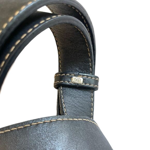 GUCCI Vintage Dark Navy Blue Leather Messenger Bag - Picture 6 of 16